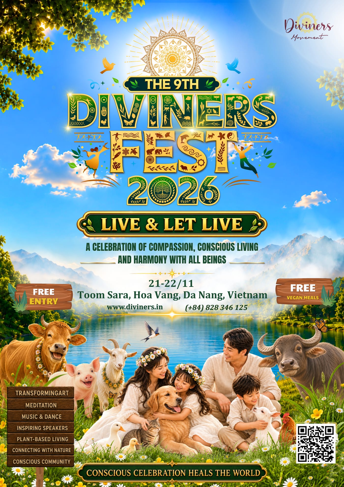 The 9th Diviners Fest 2026 – Live & Let Live. 21–22 November, Toom Sara, Da Nang. Free entry, free vegan meals.